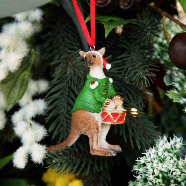 Bush Christmas kangaroo Australiana Christmas Tree Decoration Green Jacket