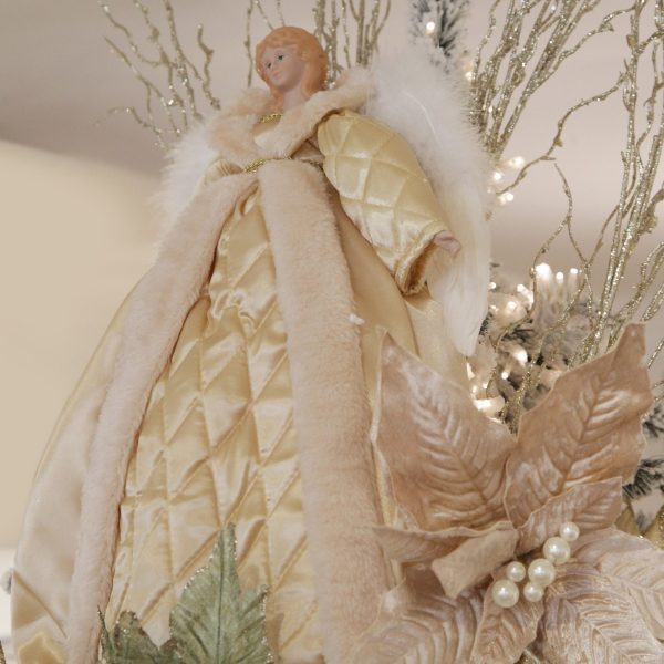 Christmas Joy Deluxe Charming Ivory Angel Tree Topper Ornament