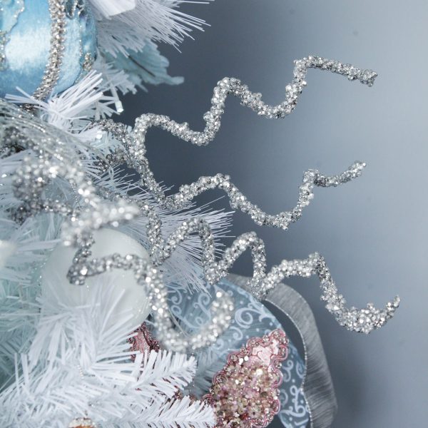 Pretty Little Christmas Curly Silver Glitter Spray Placed in a Christmas Tree
