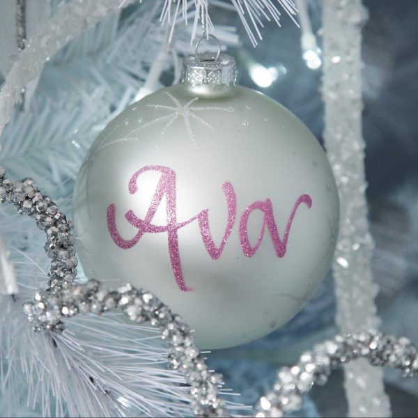 Pretty Little Christmas Pearl Glass Personalised Christmas Bauble