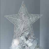 Prettly Little Christmas Silver Glitter Wire Beaded Star Tree Topper