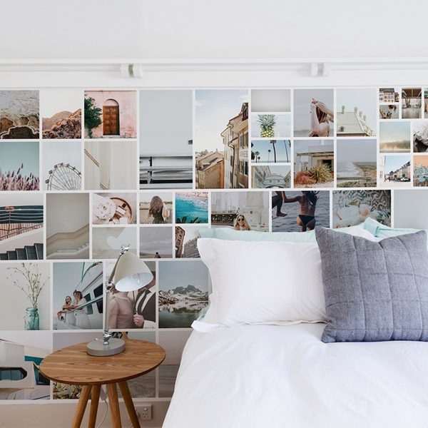 Photo Collage Instagram inside the bedroom with bedside table and lamp