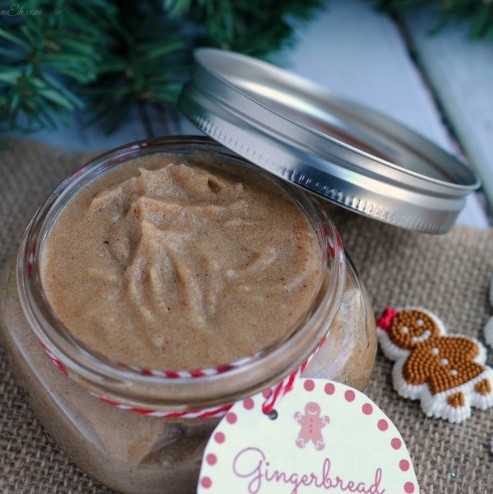 Gingerbread Jam placed in a Jar with red and white Twine
