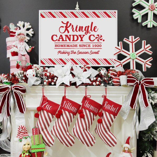 Peppermint Candy Christmas Candy Cane Stripe Stockings Free Poster