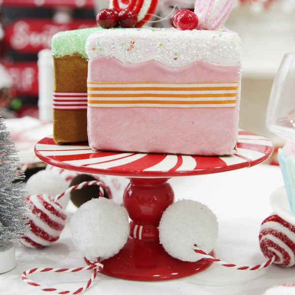 Peppermint Candy Christmas Pink Velvet Cake Slice Christmas Tree Decorations
