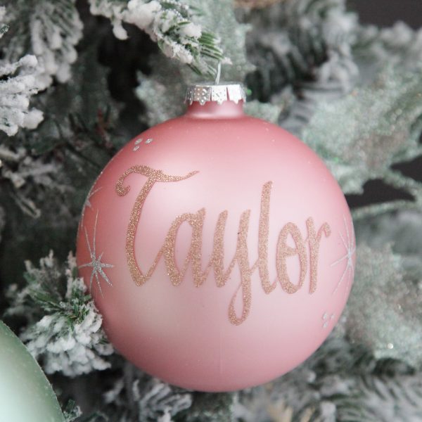 Pink Christmas Dreams Tree Baby Pink Glass Personalised