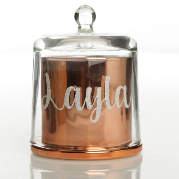 Personalised Glass candle Cloche Named Layle