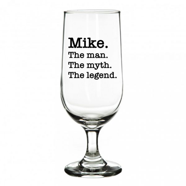 Personalised Beer Glass Man Myth Legend Mike Initial