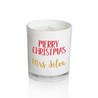 Personalised White Soy Candle Merry Christmas