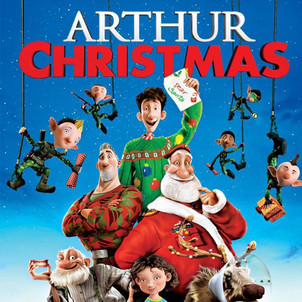 Arthur Christmas - Arthur with santa and friends - Elf hanging in the ropes
