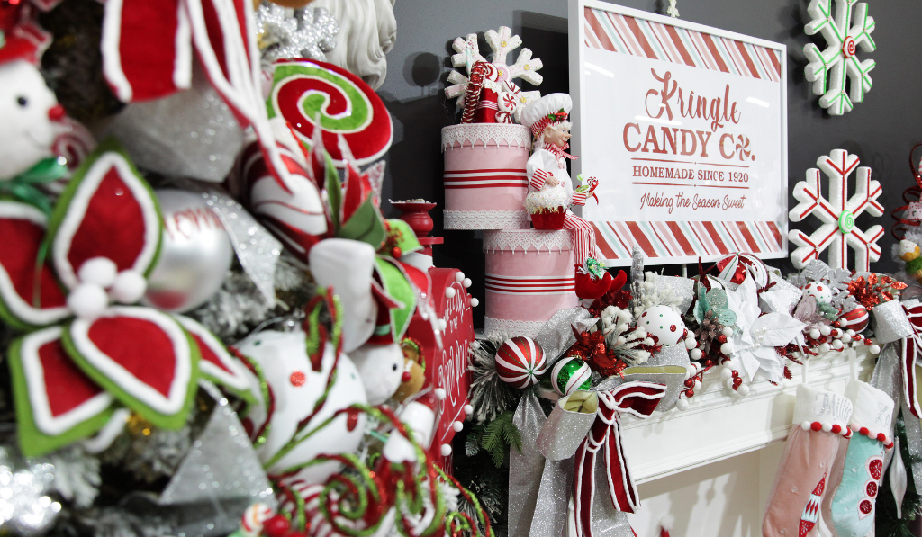 Peppermint Candy Christmas Wide Room Shot Decor