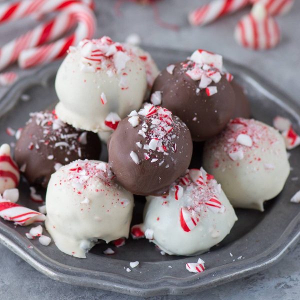 Peppermint Kiss Oreo Balls with Candy Cane candy crushed on top