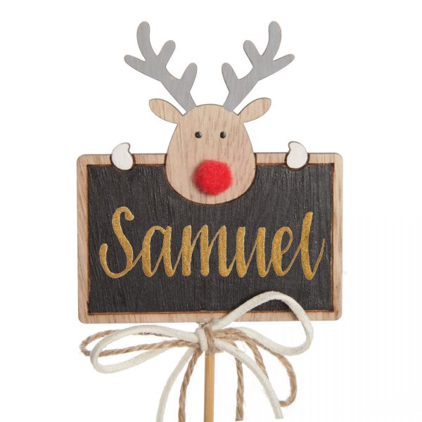 Personalised Blackboard Stake with Peeping deer with named Samuel