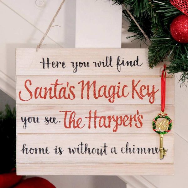 Santas Magic Key Wood Plaque The Harpers Hanging