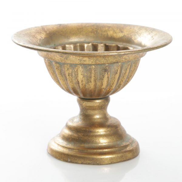 Antique Gold Metal Bowl Table Centrepiece Placed in a plain white background