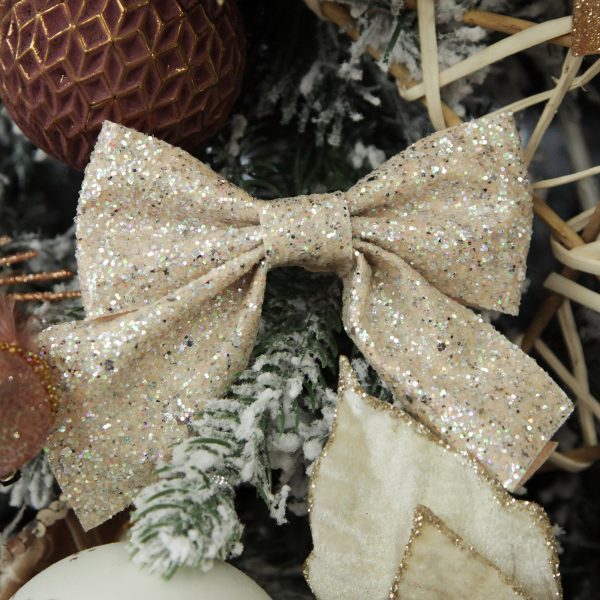 Boho Glam Christmas Champagne Glitter Bow Clip Set of 2