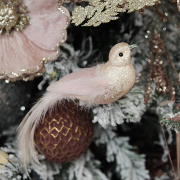 Boho Glam Christmas Soft Pink Bird Clip