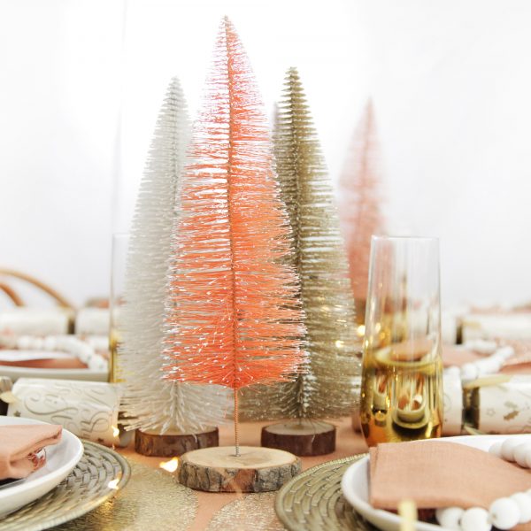 Boho Glam Christmas Table Burgundy Coral Apricot Wire Christmas Tree Square