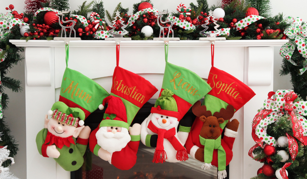 Candy Cane Christmas Personalised 3D Elf Santa Snowman Reindeer Christmas Stockings
