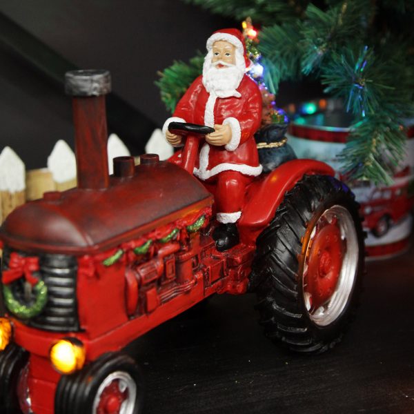 Farm Fresh Christmas Large Lightup Santa on Tractor Musical Christmas Ornament