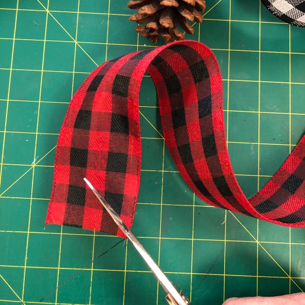 Farm Fresh Christmas Pinecone Drop Bow Trip Ribbon on Angle
