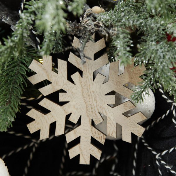 Farm Fresh Christmas Plywood Snowflake Tree Decorations Set of 2