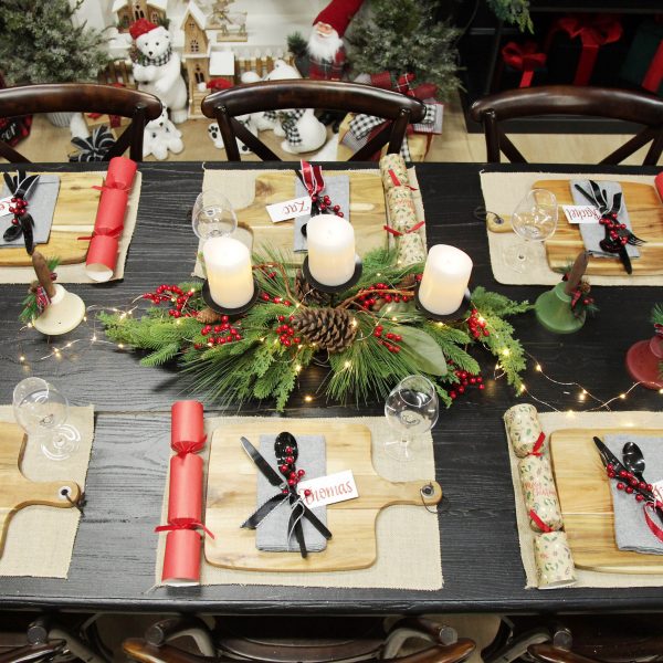 Farm Fresh Christmas Table with Candles and table set