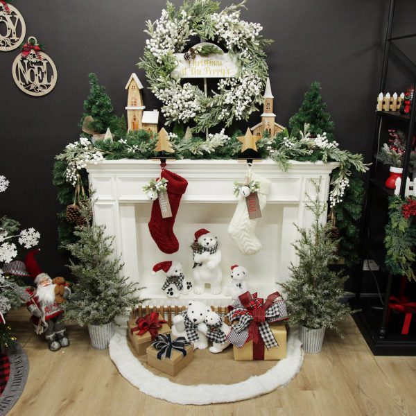 Farm Fresh Christmas Wide Room Frosted White Berry In the living room with a Fireplace Design