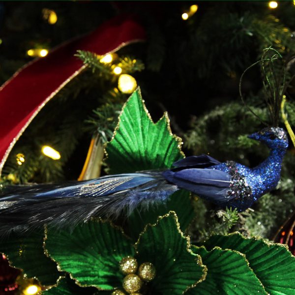 Nutcracker Christmas Elegant Blue Peacock Clip with Glittler