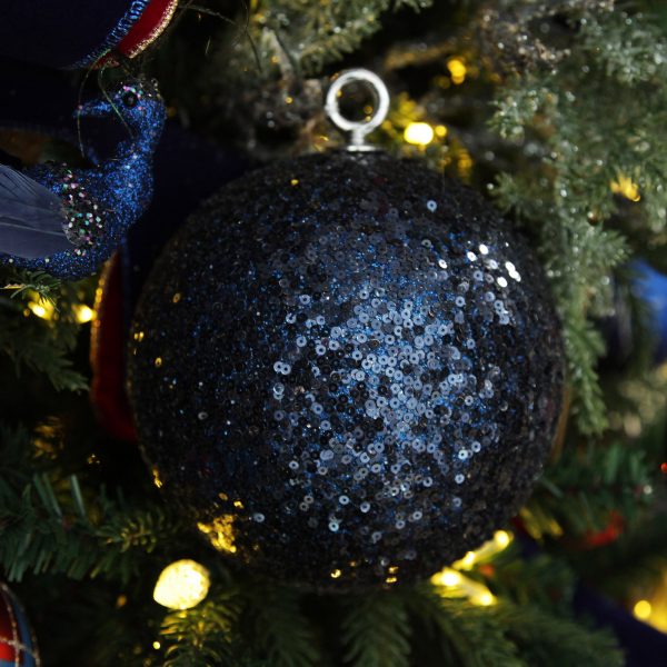 Nutcracker Christmas Extra Large Blue Sequin Christmas Bauble