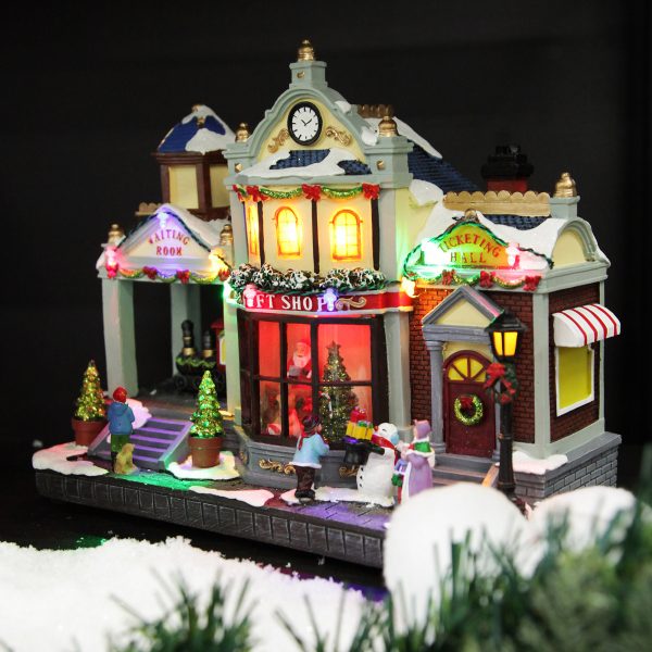 Nucracker Christmas Lightup Musical Train Station and Gift Shop Christmas Ornament