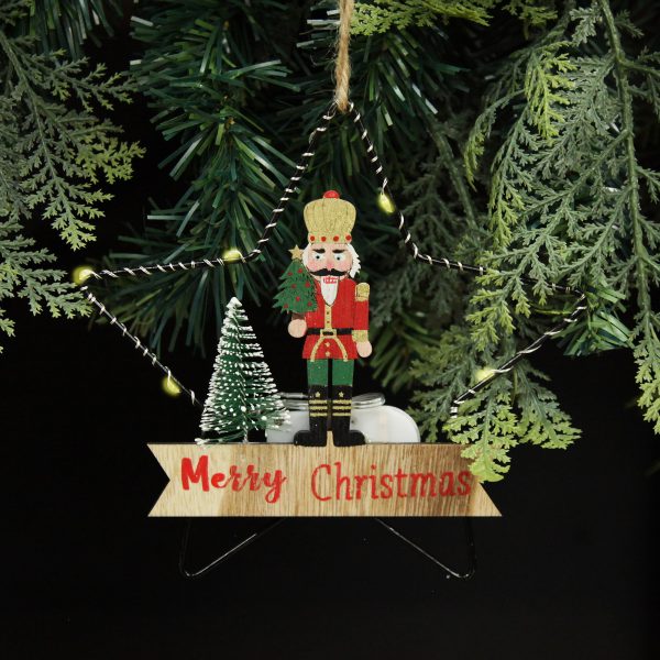 Nutcracker Christmas Lightup Wire Star Hanging Christmas Ornament Nutcraker Tree