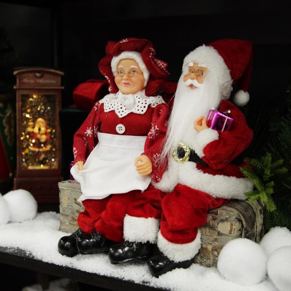 Nutcracker Christmas Mr & Mrs Claus with Present Sitting on Log Christmas Ornament
