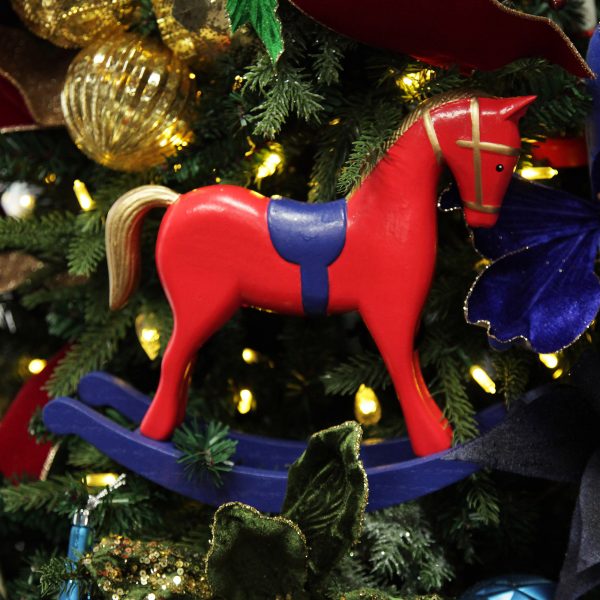 Nutcracker Christmas Red and Blue Rocking Horse Christmas Ornament