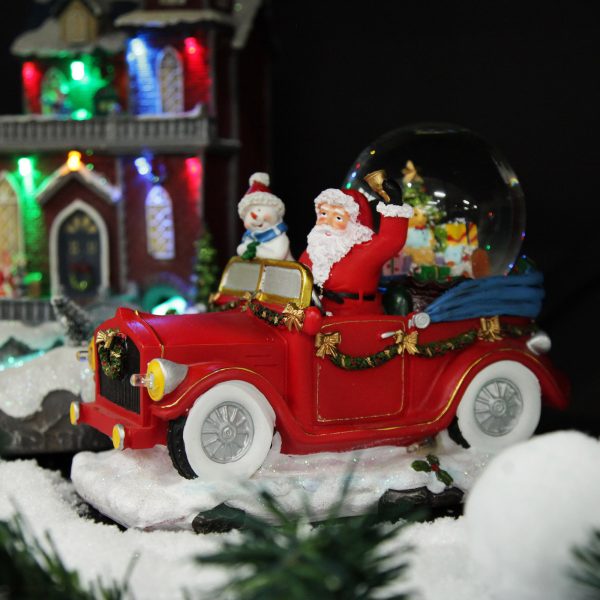 Nutcracker Christmas Santa in Car Snowglobe