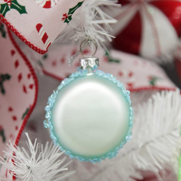 Peppermint Candy Christmas Blue Glass Macaron Christmas Tree Decoration Square