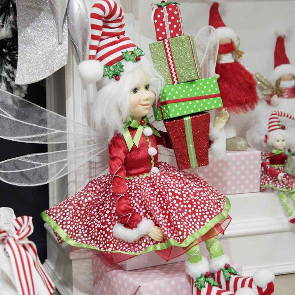 Peppermint Candy Christmas Candy Cane Christmas Fairy on Giftbox