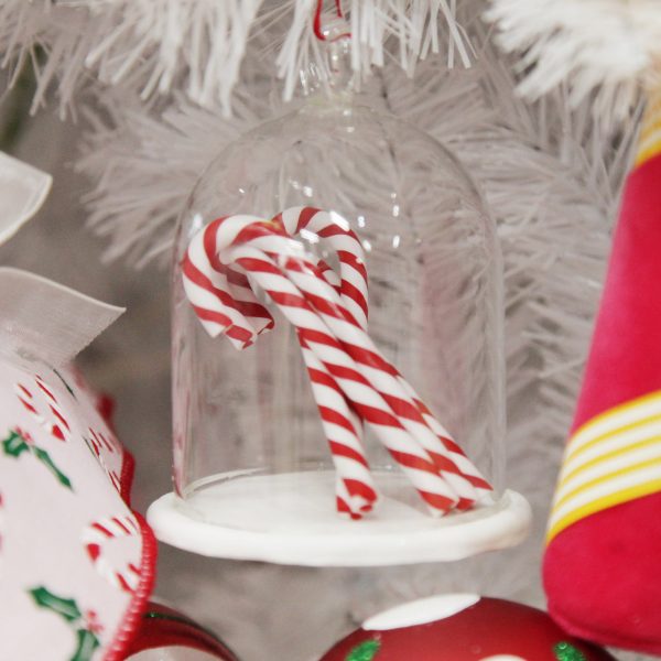Peppermint Candy Christmas Candy Cane Filled Dome Hanging Christmas Tree Decoration