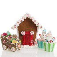 Peppermint Candy Christmas Gingerbread House Vignette