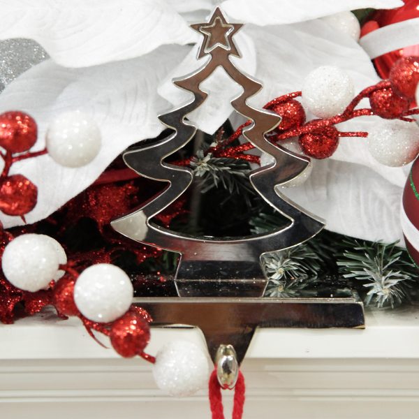 Peppermint Candy Christmas Hollow Chrome Tree Stocking Hanger