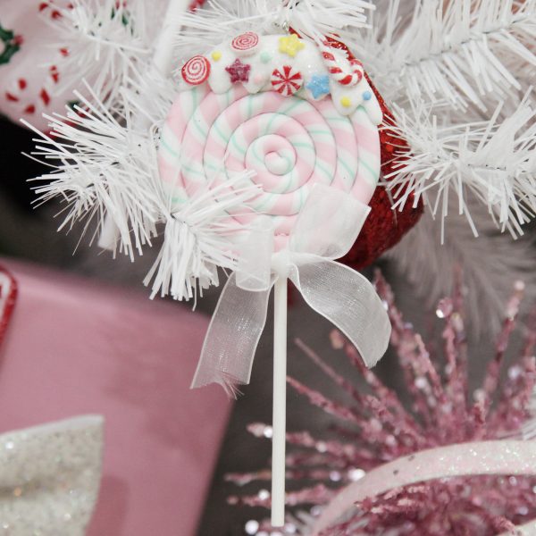 Peppermint Candy Christmas Pink Candy Swirl Lollipop Christmas Tree Decoration