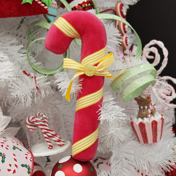 Pepperminy Candy Christmas Pink Velvet Candy Cane Tree Decoration