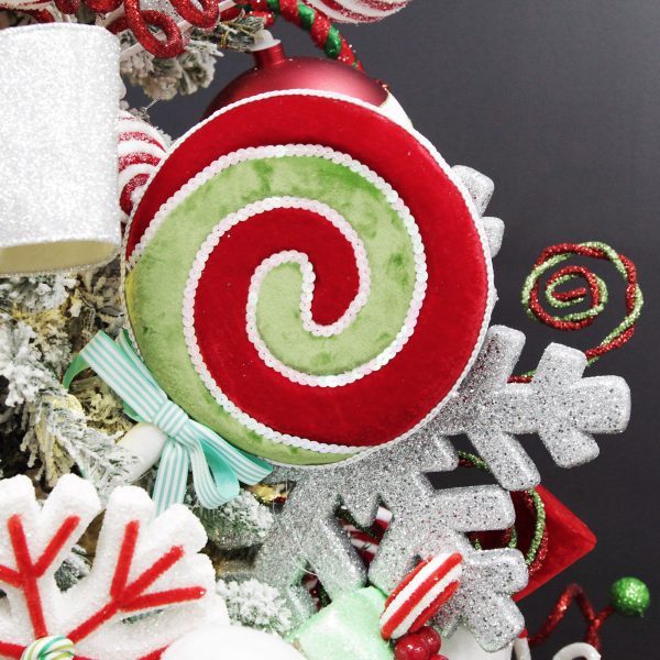 Peppermint Candy Christmas Red and Green Velvet Lollipop Christmas Pick