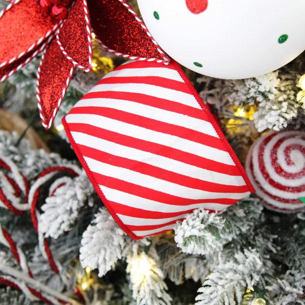 Peppermint Candy Christmas Red and White Candy Cane Stripe Christmas Ribbon Garland