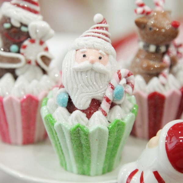 Peppermint Candy Christmas Reindeer Santa and Snowman Cupcake Christmas Decorations