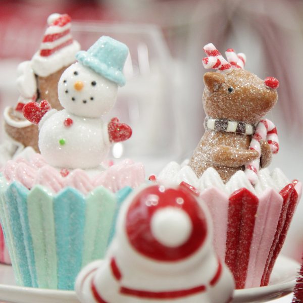 Peppermint Candy Christmas Reindeer and Snowman Cupcake Christmas Tree Decoration