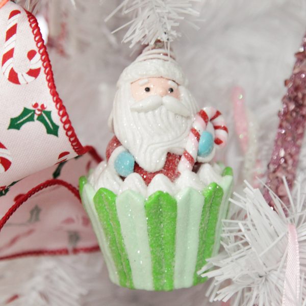 Peppermint Candy Christmas Santa Cupcake Christmas Tree Decoration