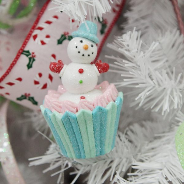 Peppermint Candy Christmas Snowman Cupcake Christmas Tree Decoration