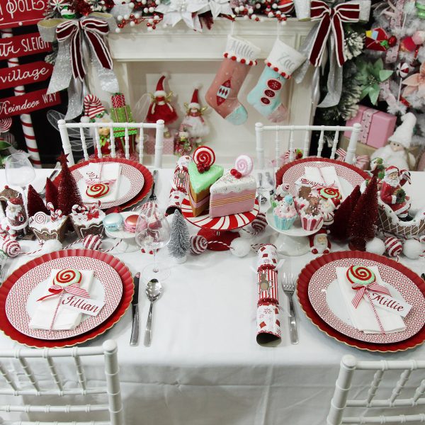 Peppermint Candy Christmas Table Decor and Decorations