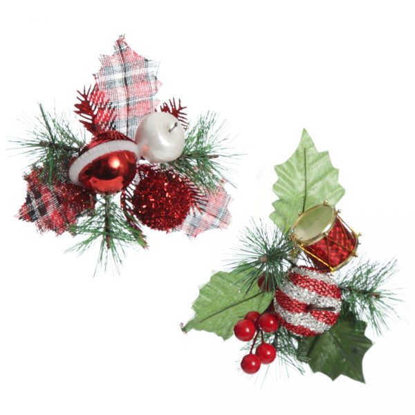 Fun Red and White Chrismtas Decoration Pick Set of 2